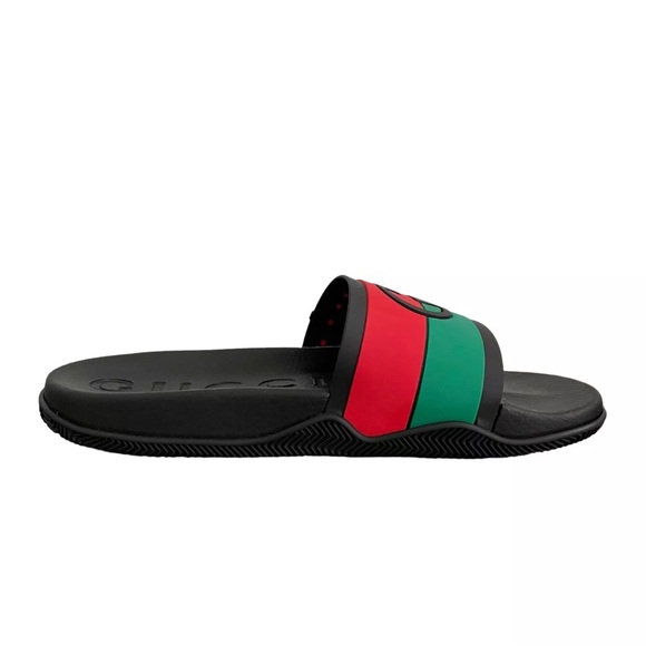 Gucci Black and Green Men's Slide Sandals - Picture 2 of 7